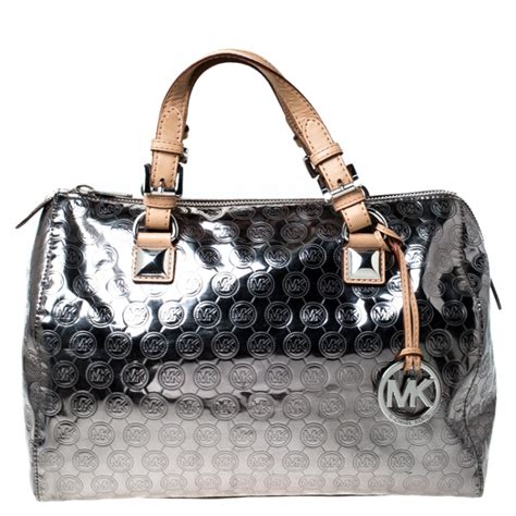 michael kors silver purses|Michael Kors silver metallic purse.